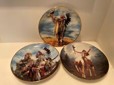 Lot (3) Porcelain American Indian Plates / Hamilton Collection Mystic Warriors picture