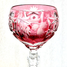 Nachtmann Traube Crystal Gold Ruby Hock Wine Glass Color Cut to Clear 6 7/8” T picture