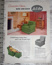 1955 La-Z-Boy Vintage Print Ad Recliner Low Back Traditional Decor Style Comfort picture