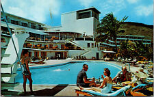 Vtg 1950s The Virgin Isle Hotel Poolside St Thomas Virgin Islands Postcard picture