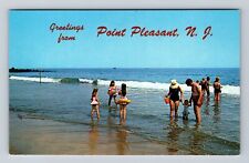 Point Pleasant NJ-New Jersey, Scenic Greeting Low Tide at Beach Vintage Postcard picture
