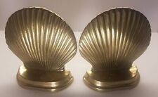 Vintage Solid Brass Sea Shell Bookends picture