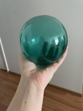 Large Vintage Hand Blown Glass Orb Teal Green MCM Hollow Pontil Mark 4.5” picture