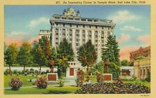 Vtg Linen Postcard Mormon Temple Block Salt Lake City Utah Trees Shrubs Unposted picture
