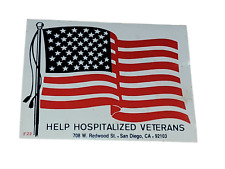 Vintage American Flag USA Help Hospitalized Vets Sticker 3 1/2