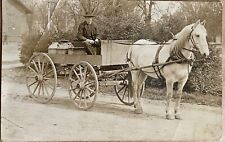 RPPC Des Plaines Illinois Horse Drawn Wagon Antique Real Photo Postcard 1910 picture