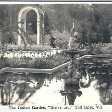 1910s Vancouver Island Tod Inlet RPPC Benvenuto Photo PC Italian Garden TRIO A45 picture