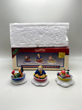 1994 Lemax Dickensvale Collectibles Kids Sledding Saucers In The Snow picture