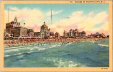 postcard Skyline Of Atlantic City New Jersey Beach hotels A9 picture