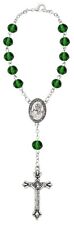 Auto Rosary, Emerald May Birthstone with Two Free Prayer Cards picture