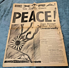 ORIGINAL PAPER Peace Victory LA Times Aug.15th 1945 HISTORIC RARE OOP picture