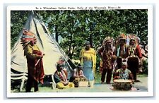 Wisconsin Dells, WI Postcard- WINNEBAGO INDIAN CAMP Native Americans picture