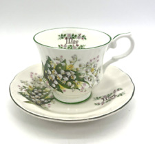 Vintage MAY Lily of the Valley Springfield Bone China Teacup and Saucer picture