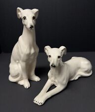 Vintage Porcelain Greyhound Dogs Figurine Set of 2 Hand Painted TILSO Japan EUC picture