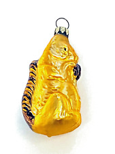 Vintage German Glass Christmas Ornament - Mean Looking Gold Squirrel 3” tall  picture