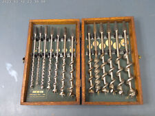 Vintage 13 Piece Irwin Auger Drill Bit Set In Wood Case Brace Bits picture