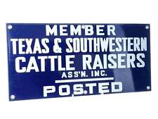c1950 Porcelain Sign Member Texas & Southwestern Cattle Raisers Ass'n. INC. Post picture
