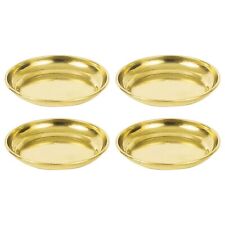 4 x Brass Diya Bhog Prasad Plate for Home Temple Office Puja Articles Gift 7.5CM picture