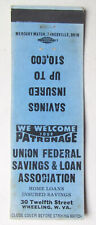 Union Federal Savings & Loan - Wheeling, West Virginia 20 Strike Matchbook Cover picture