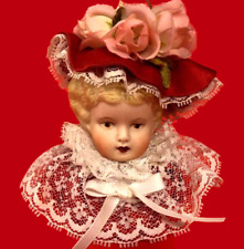 PORCELAIN DOLL BUST ORNAMENT VINTAGE 1985 SIGNED HAND PAINTED picture