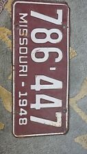 1948 Missouri license plate 786 447 Auto Car Collector Man Cave MO White On Red picture