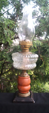 Antique 1880s Victorian Drape Pattern Glass Oil Lamp - EAPG - Eagle Burner picture