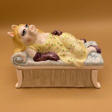 Vintage Miss Piggy Muppets Taste Setter Sigma Covered Ceramic Trinket Box picture