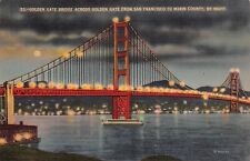 Postcard San Francisco CA California Golden Gate Bridge from Marin County Night picture