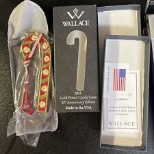 2015 Wallace Gold Plated Candy Cane Ornament 35th Anniversary Edition NIB picture