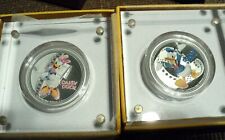 DISNEY DONALD & DAISY DUCK COINS 2014 PROOF 1 OZ SILVER EACH , NIUE MINT IN BOX  picture