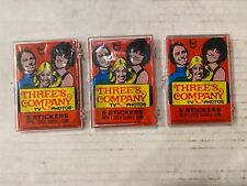 THREE'S COMPANY TV Series 1978 Topps (3) Sticker Card Wax Pack, In Snap Case B33 picture