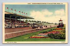 c1937 Thoroughbreds Running at Hialeah Park Miami Florida FL Postcard picture