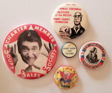 Lot of 5 Assorted Vintage Miscellaneous Buttons Pins Pinbacks Used picture
