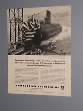 1955 COMBUSTION ENGINEERING AD W/ THE USS SEAWOLF THE SECOND NUCLEAR SUBMARINE picture