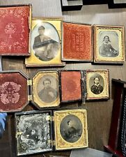 Antique Photo Lot  1/4 Relievo 1/6 1/9 Ambrotypes Tintypes Union Cases Man Woman picture