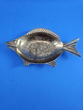 vintage brass fish ashtray Made In India picture