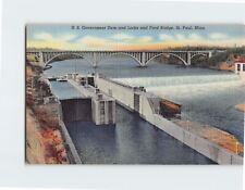 Postcard U. S. Government Dam and Locks and Ford Bridge, St. Paul, Minnesota picture