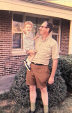 Vintage Photo Slide Man Baby Boy Posed Father Son Outside picture