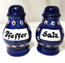 Vintage German Salz & Pfeffer Blue/White Salt & Pepper Shakers picture