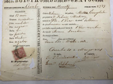 Puerto Rico, 1871, Registro Esclavo+Sello Cedula Urbana, Manaty, mujer 17 años picture