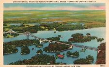 Postcard NY Thousand Islands International Bridge Canada Linen Vintage PC H5820 picture