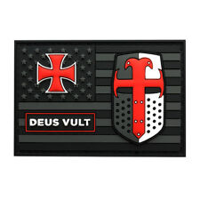 Deus Vult USA Flag Christian Templar Knight in God Wills Patch (3D PVC-MTB48) picture