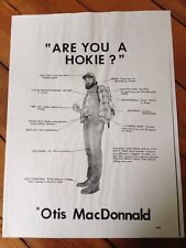 Vintage 1980 Are You a Hokie VA Tech Virginia Blacksburg Otis MacDonnald Poster picture