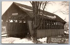Postcard RPPC, Old Covered Bridge, Coventry, Vermont Posted 1955 picture