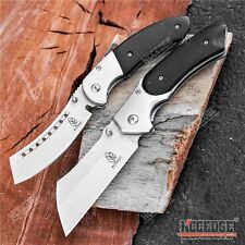 2PC Black Pocket Knife Set CLEAVER + CLEAVER SHAVER STYLE Folding Knife picture