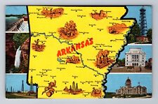 AR-Arkansas, Landmarks, Map, Antique, Vintage Souvenir Postcard picture