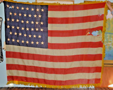 RARE Hand made MUSLIN 46 Star American Flag WITH FRILL c1908 66