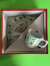 Beautiful Lynn Chase FOREST FRIENDS Child's Cup/Divided Dish Set/2 Excellent picture