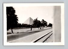 1950s Giza Pyramid Scene - B&W Vintage Travel Photo - 2 1/2 x 3 5/8 picture