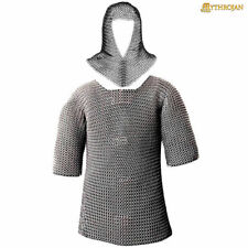 Mythrojan Chainmail Shirt with Coif Medieval Knight Armor Costume – Zinc Polish picture